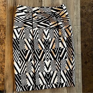 Calvin Klein Black and White Geometric Pencil Skirt